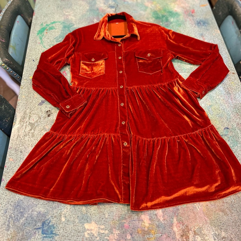 Rusty Velvet Prairie Dress - Picture 2 of 11